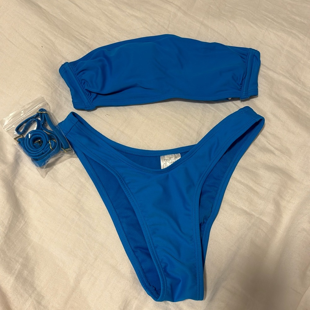 Target Wild Fable Blue strapless bikini